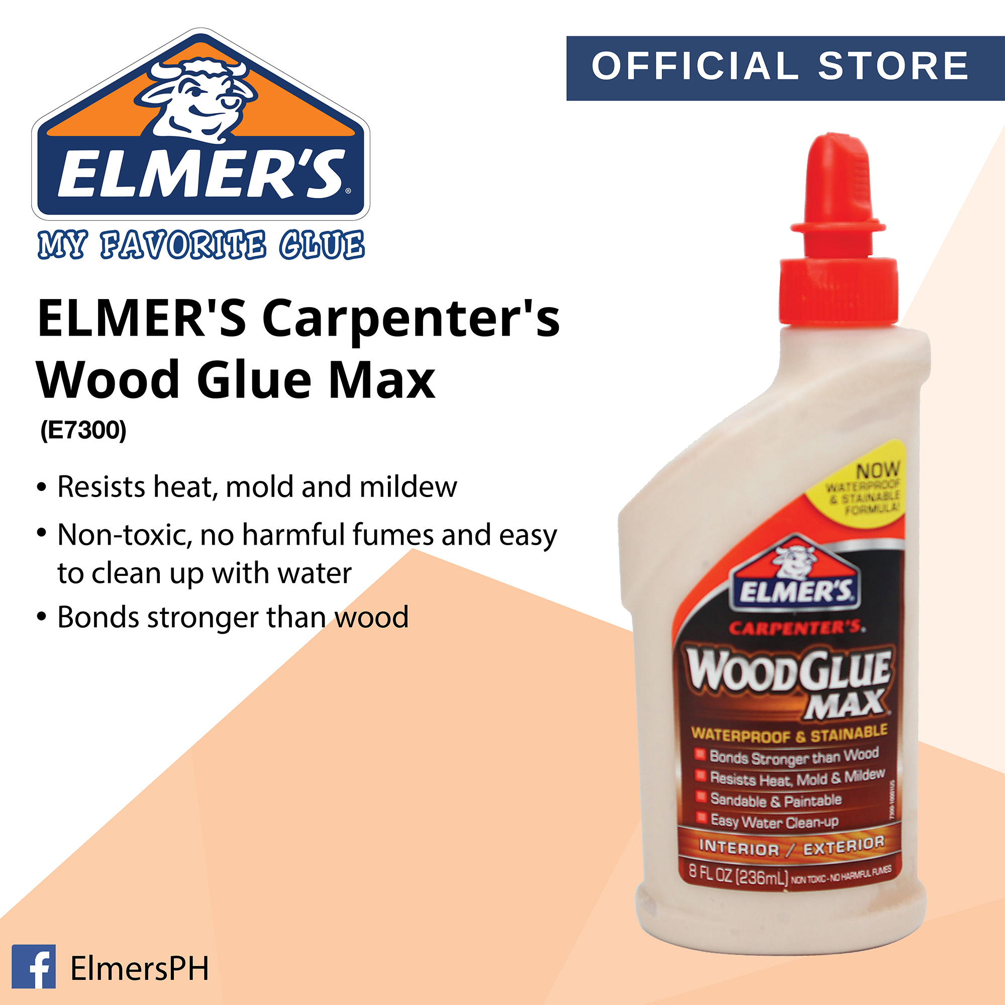 Elmers Carpenter's Wood Glue, Max, Interior/Exterior - 8 fl oz