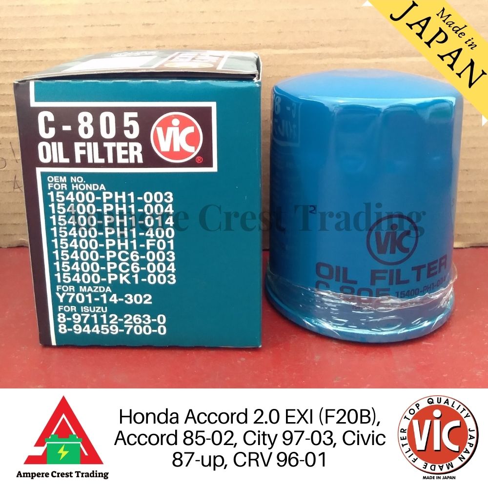 Vic Oil Filter C805 for Honda Accord 2.0 Exi (F20B) and CRV 1st Gen B20B & B20Z Engine Lazada PH