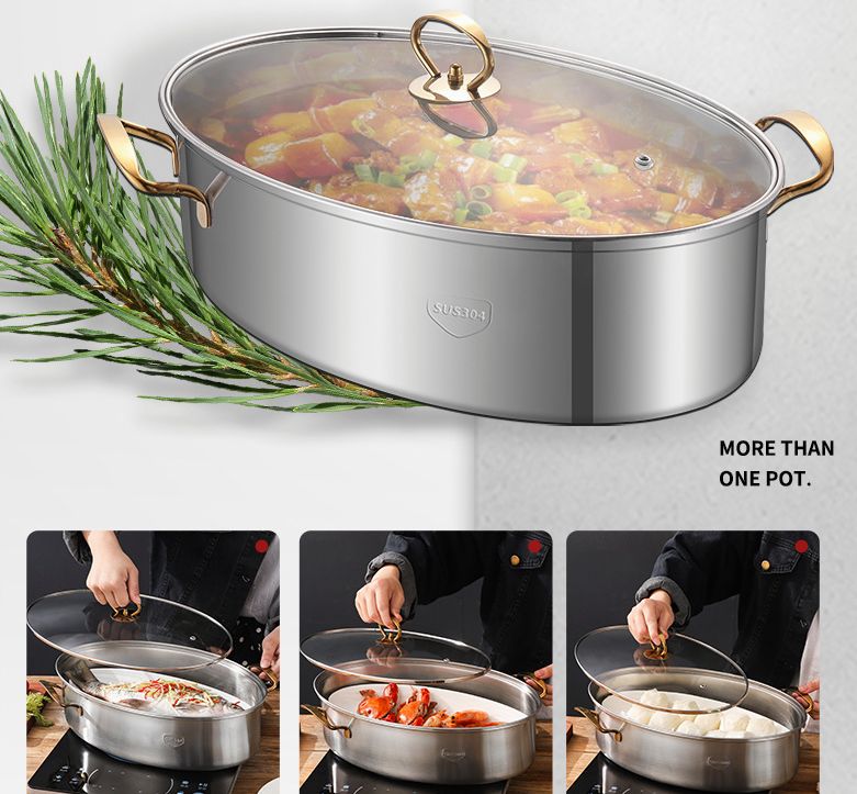 1PC2023 new stainless steel steamer, thickened multi-layer steamer for  household cooking and stewing, steam tray, electromagnetic stove, gas  stove, and dedicated household large capacity fish steamer steamer