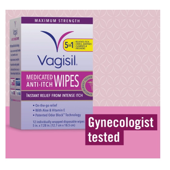 Vagisil AntiItch Medicated Feminine Intimate Wipes for Women, Maximum