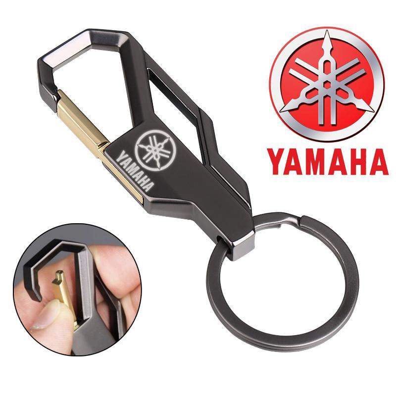 รถจักรยานยนต์ยามาฮ่า Keychain (สีดำทอง) ของขวัญผู้หญิงกุญแจเหล็กโลหะผสมแหวนพวงกุญแจแหวนส่วนบุคคลทนทานขนาดเล็กของขวัญ