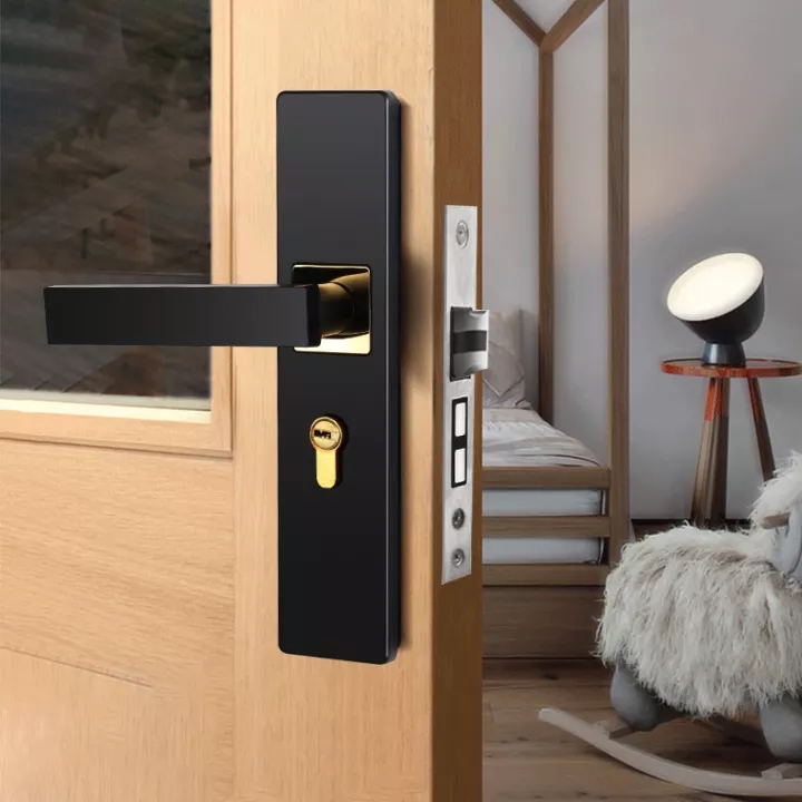 Minimalist Door Lock Bedroom Door Handle Lock Interior Anti-theft Room  Safety Door Lock Aluminum Al