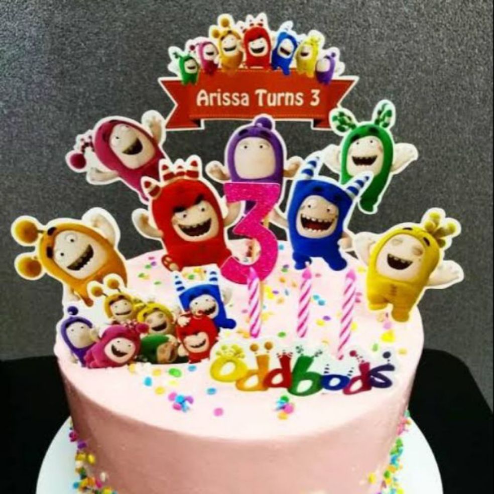 Amazon.com: Cakecery Oddbods Edible Cake Image Topper Personalized Birthday  Cake Banner 1/4 Sheet : Grocery & Gourmet Food