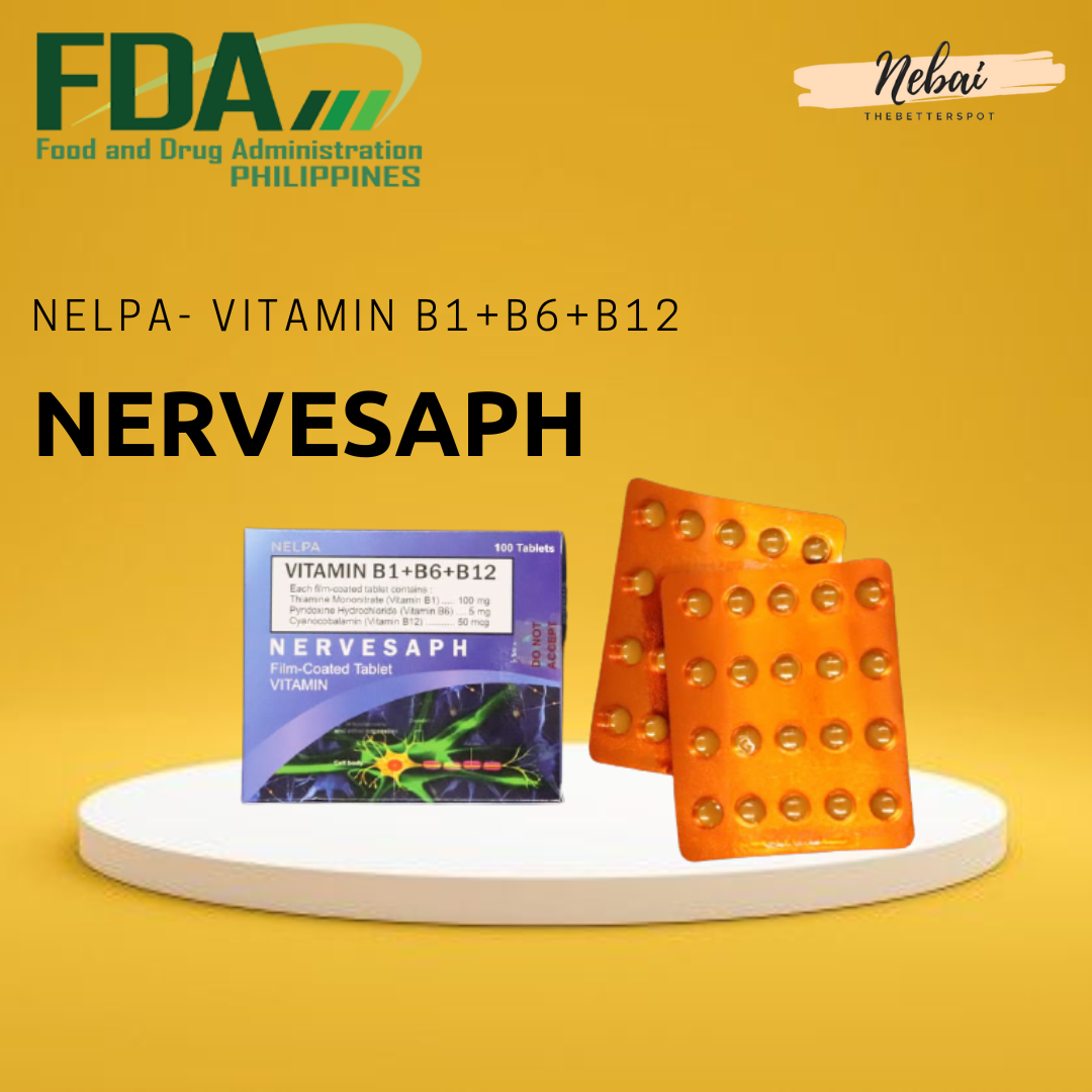 Nervesaph (Vitamin B1+B6+B12) FilmCoated Tablet (100 tablets ) Lazada PH
