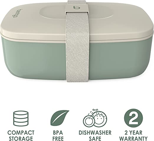 Bentgo Classic - All-in-One Stackable Bento Lunch Box Container - Modern  Bento-Style Design Includes 2 Stackable Containers, Built-in Plastic  Utensil Set, and Nylon Sealing Strap (Slate) 