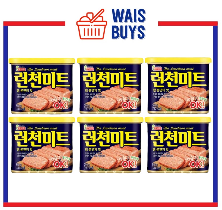 LOTTE PREMIUM LUNCHEON MEAT 340G X6 (6 Pieces) Korean Luncheon Meat