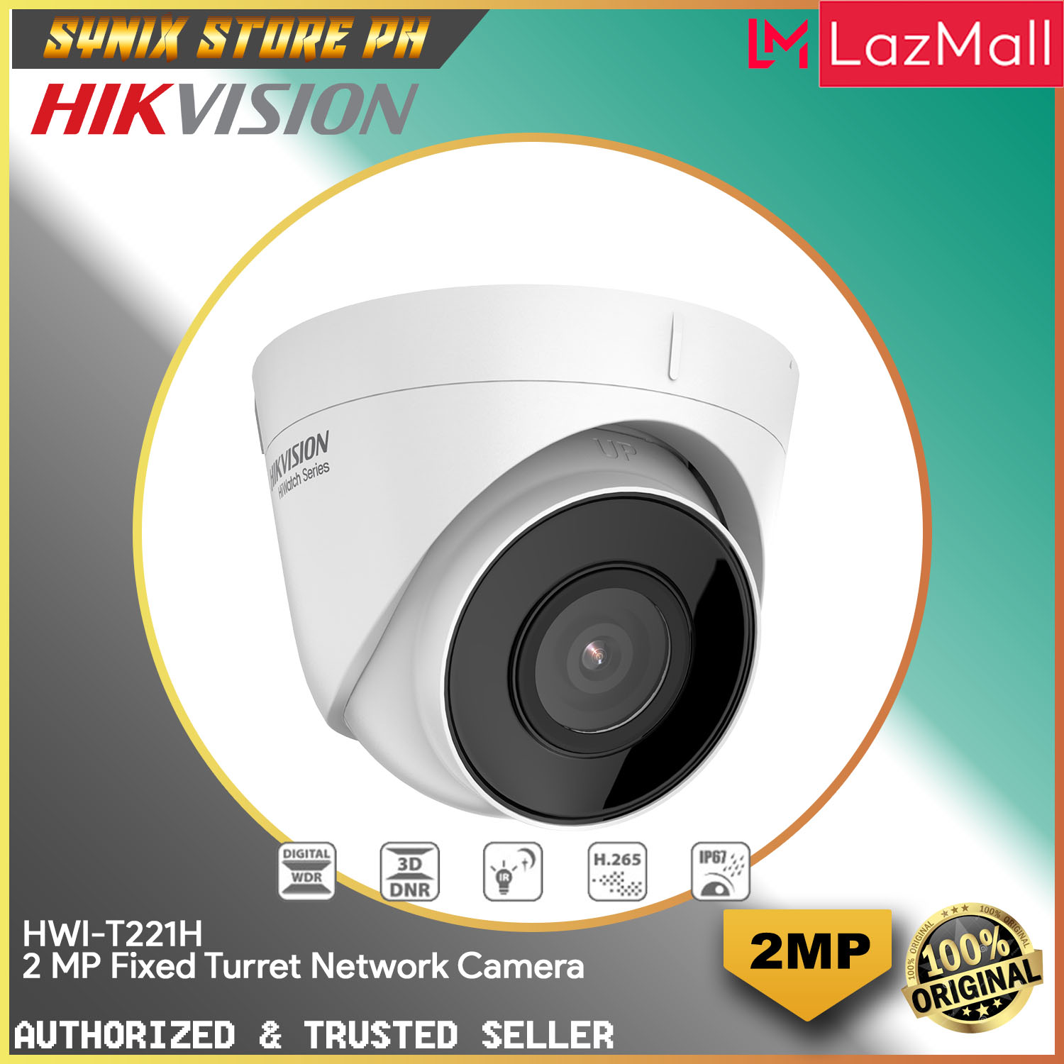 Hikvision CCTV Camera 2 MP Fixed Turret Network Camera Dome Type HWI