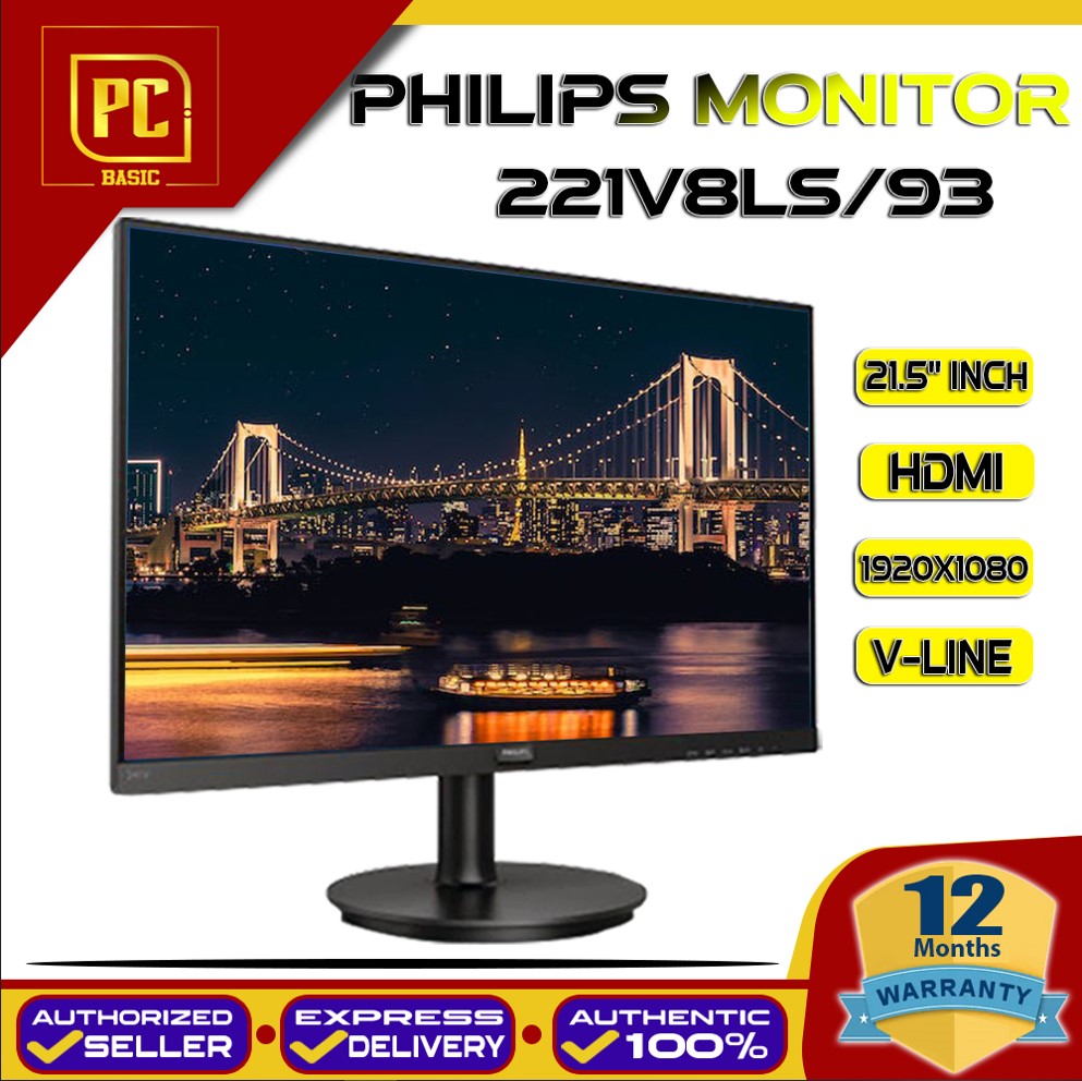 Philips Desktop Computer Monitor 221V8LS/93, 21.5" Inches Full HD, V