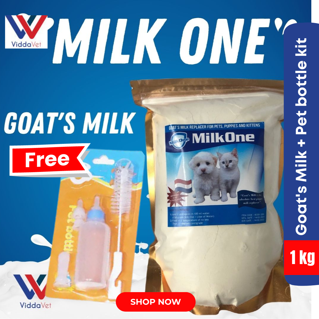 1 kg MILK ONE Goat's milk replacer for Pets + Pet Milk Bottle set DOG