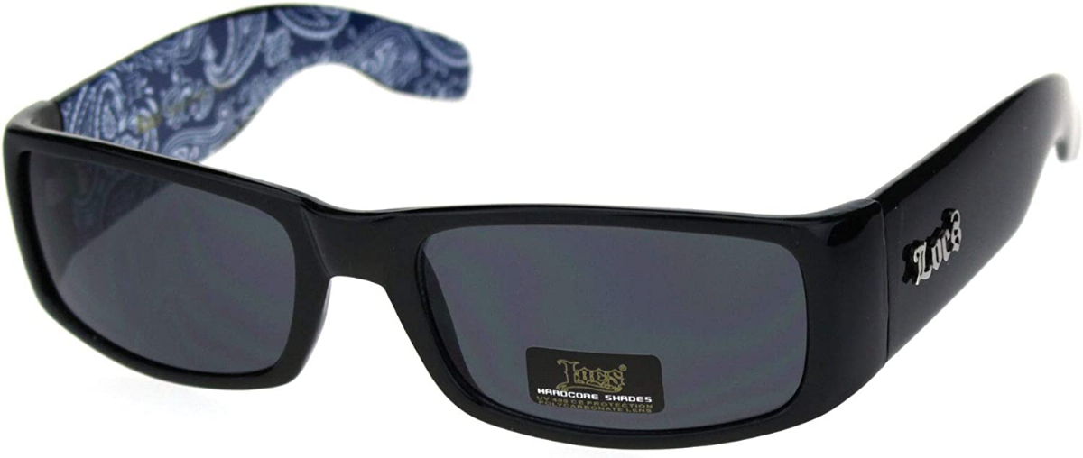Locs Bandana Print Cholo Sunglasses – Narrow Rectangular Men's Gangster Style With UVA/UVB Protection