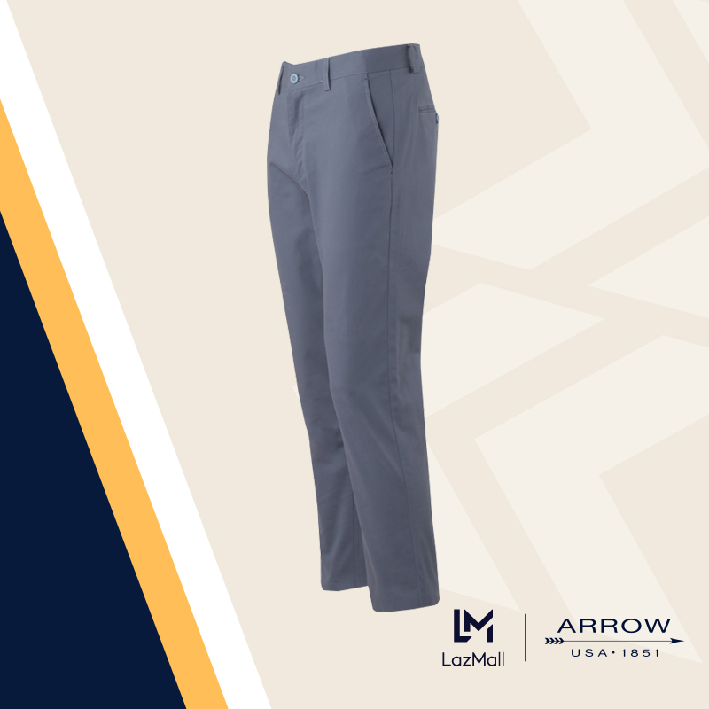 Tapered Fit Plain Casual Pants (Blue 