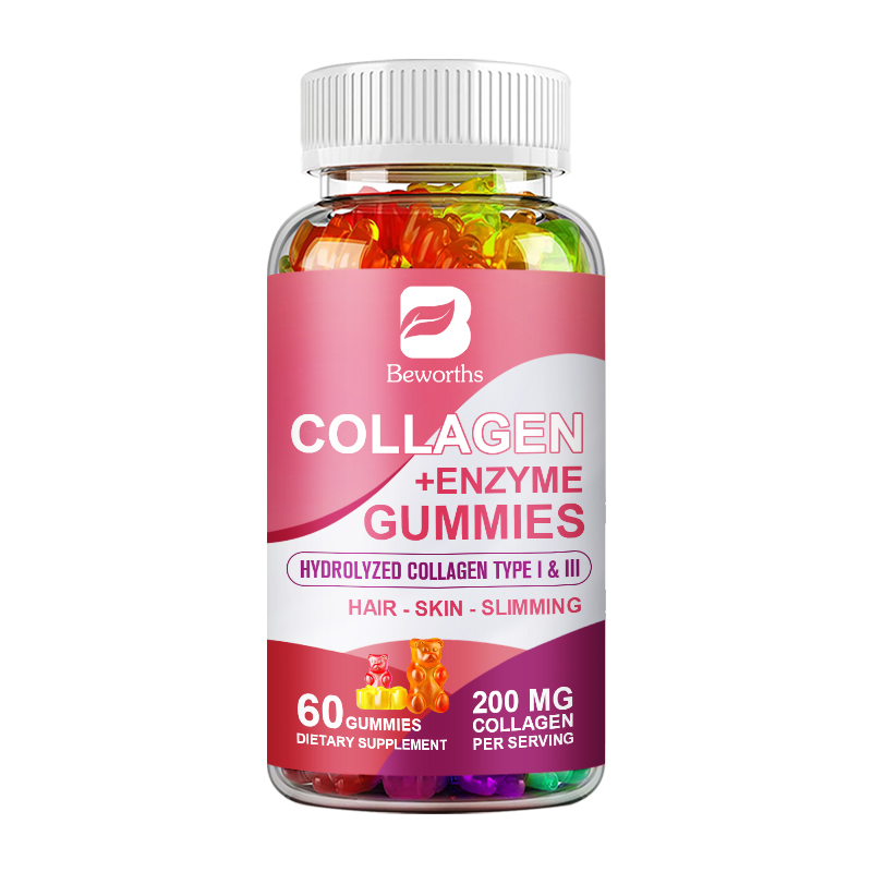 BEWORTHS Collagen Enzyme Gummies Hydrolyzed Collagen Type I & III for