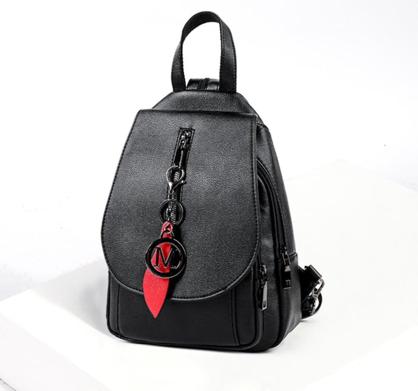 black leather bag backpack