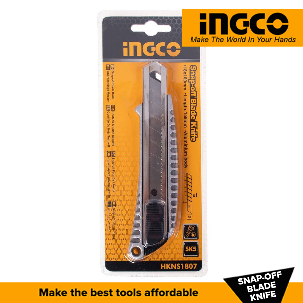 Ingco HKNS1807 Snap-Off Utility Blade Knife Cutter with 1pc SK5 Blade IHT