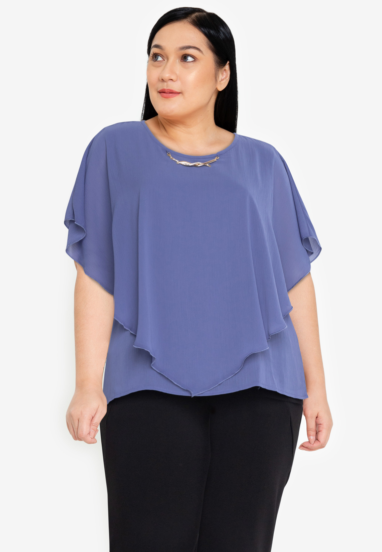 Divina Plus Size Overlay Blouse With Necklace | Lazada PH