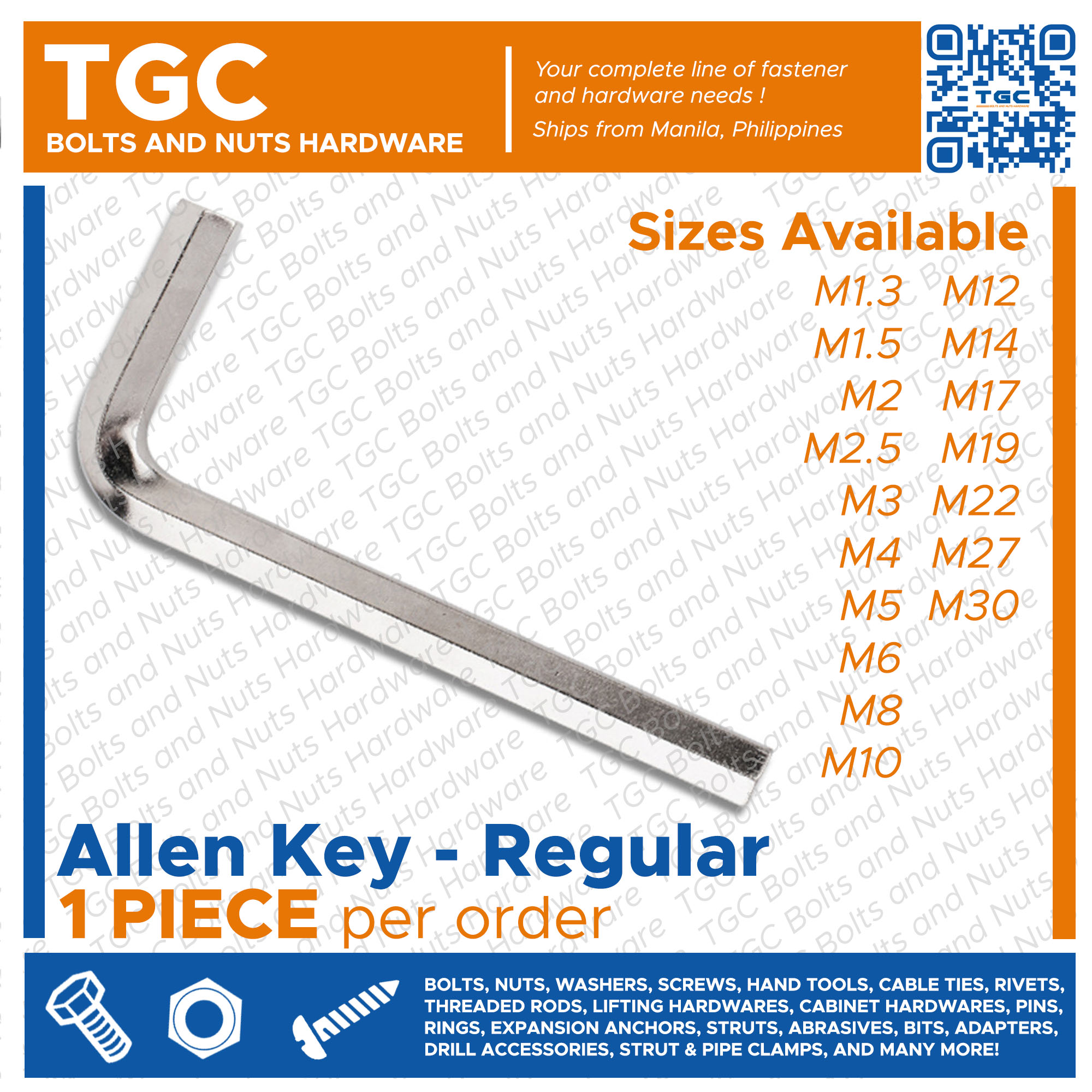 TGC 1PC M1.3M30 Allen Key / Hex Wrench / Socket Key / Allen Wrench M1