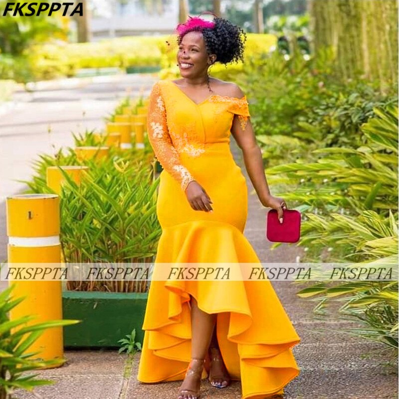 Gold 2021 Mermaid Long Sleeve Prom 