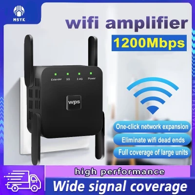 Wireless Extender Repeater 4 Antennas AP Dual Band WiFi 1200Mbps 5G Range Booster Network Components