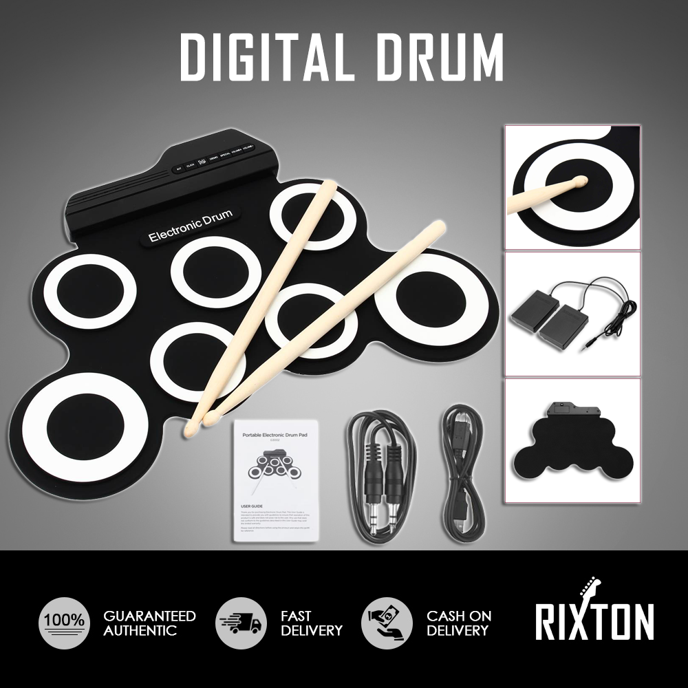 【Local Stock】Rixton Portable Electronic Drum Digital USB 7 Pads Roll up