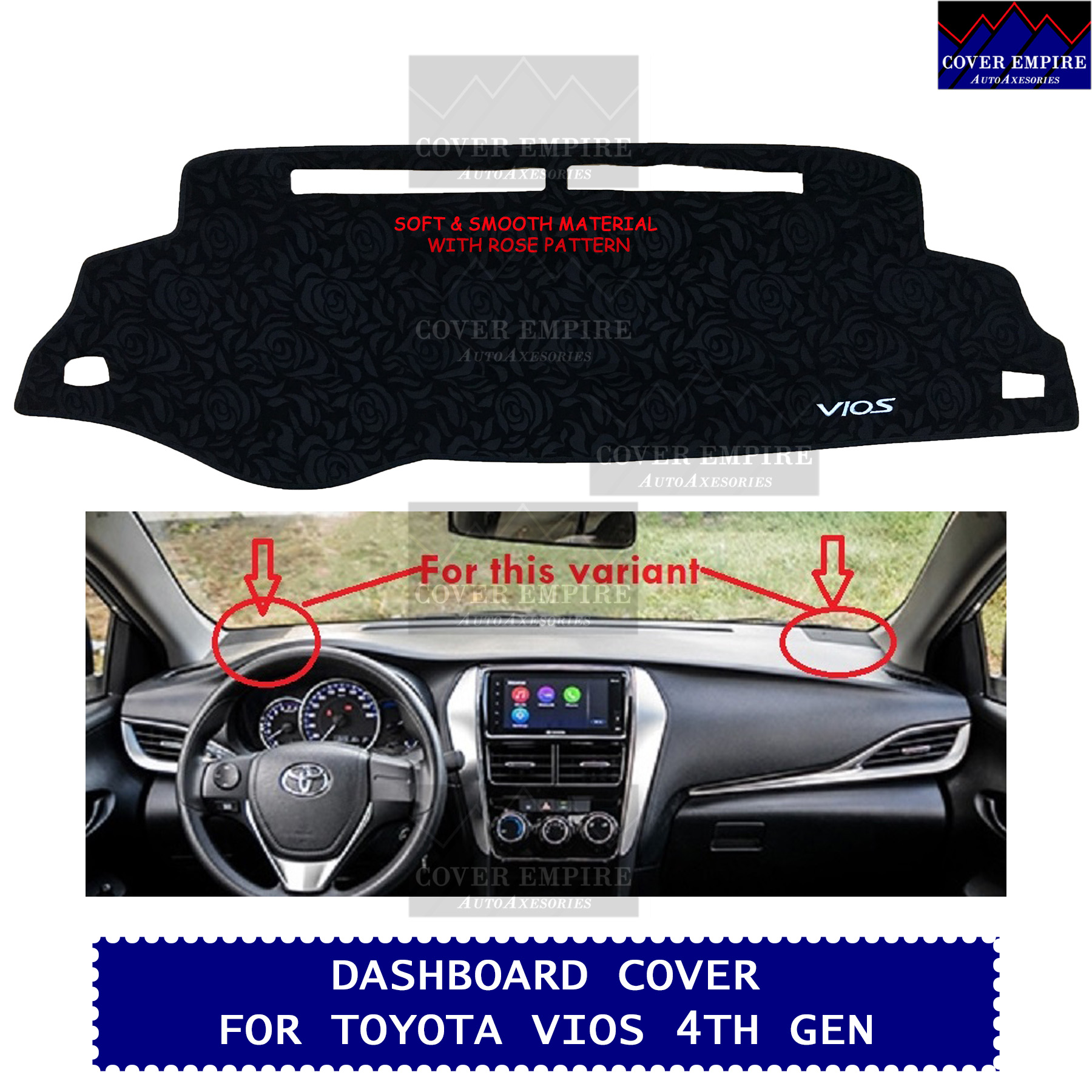 Dashcover Dashmat Dash Cover Dashboard Cover for Toyota Vios 2018, 2019,  2020, 2021, 2022, 2023 4th Gen Lazada PH