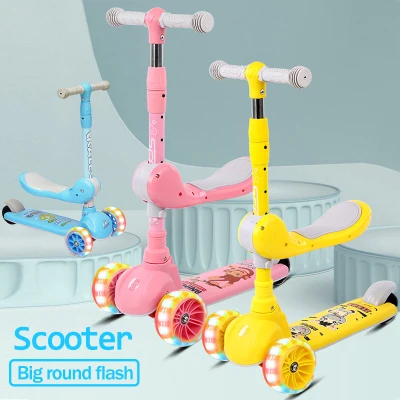Kick Scooter For Kids Boys And Girls 3 To 6 Years Old Outdoor Toys Adjustable Ride-On With Laser Wheels