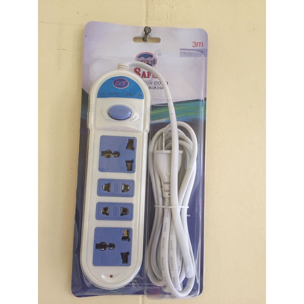 CcY CS178 Safe Extension Cord (White3 meters) Lazada PH