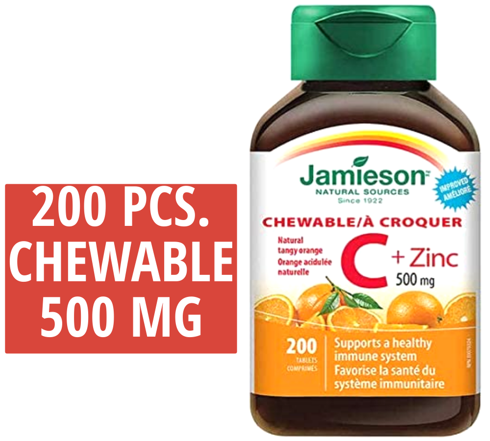 Jamieson Vitamin C + Zinc 500mg (Natural Tangy Orange) 200 or 400