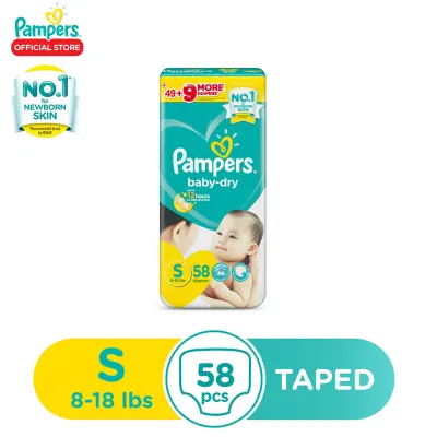 Pampers Baby Dry Taped Diaper Small 58 x 1 pack (58 diapers)