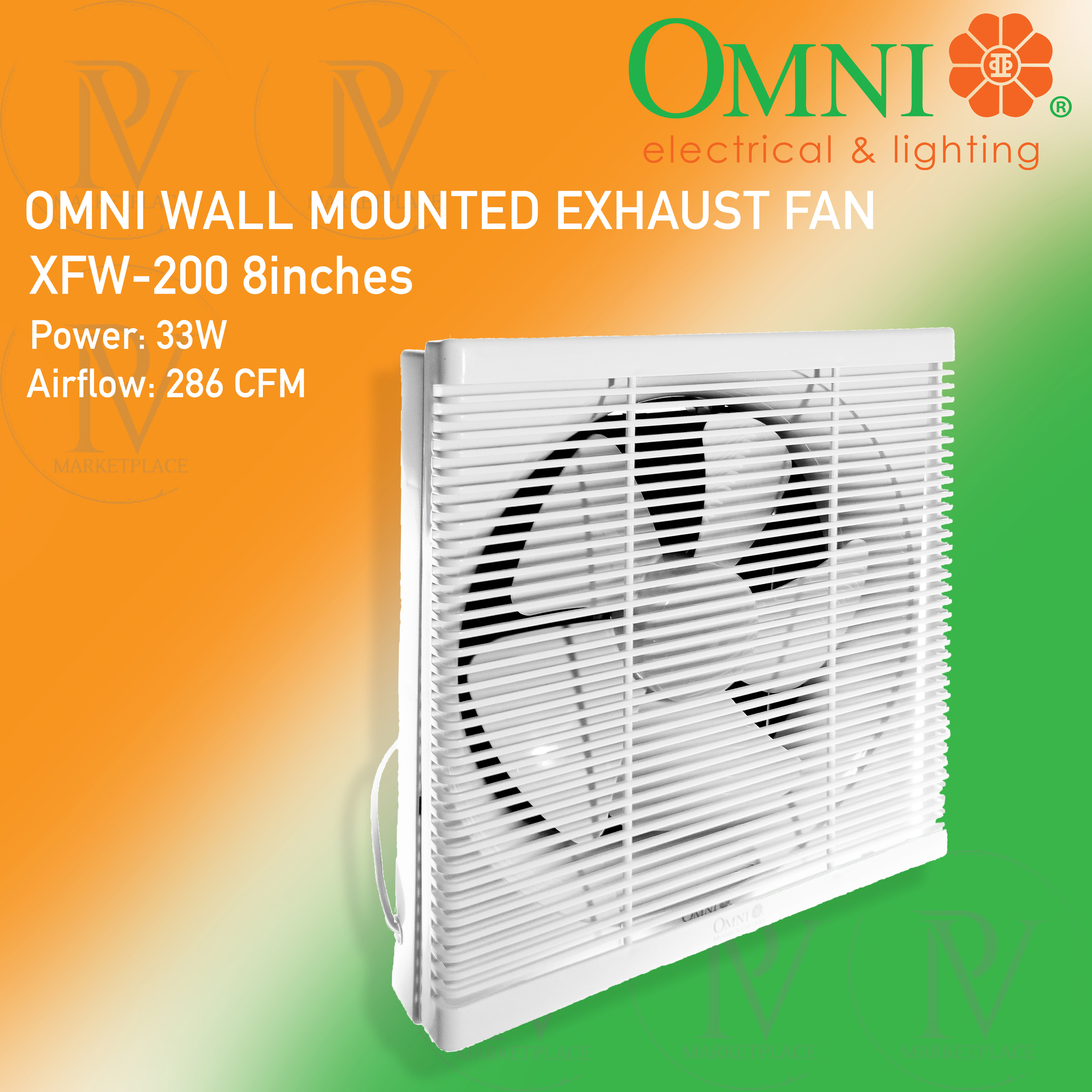 OMNI Wall Mounted Exhaust Fan XFW2008inches, XFW25010, XFW30012