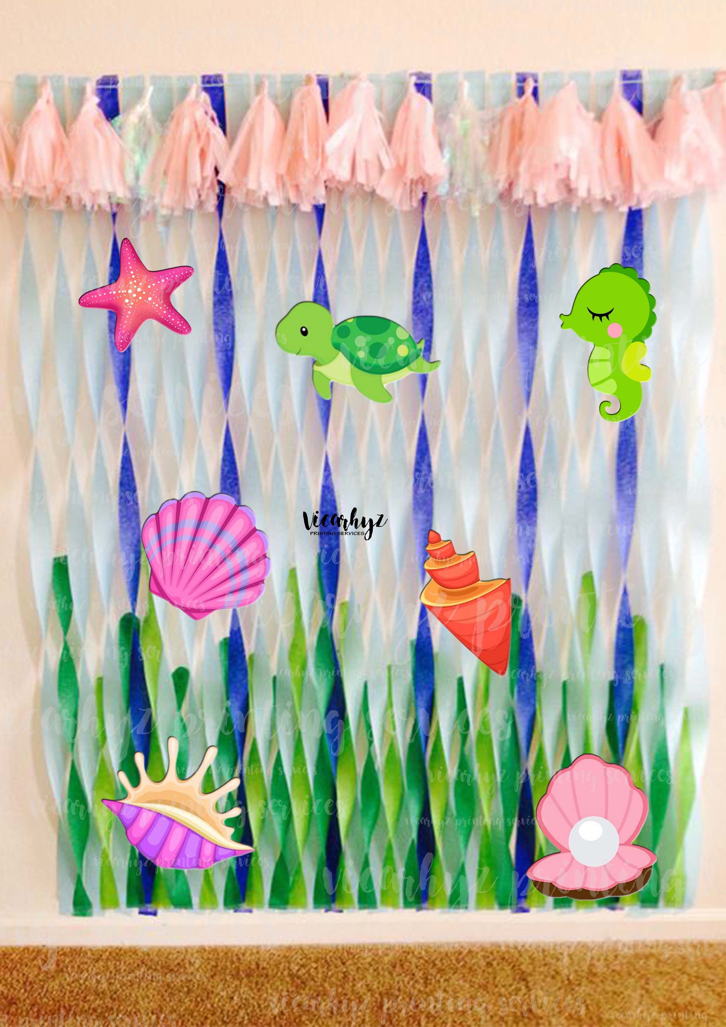 Mermaid / Under the Sea Character Decor Cut Outs for DIY Party