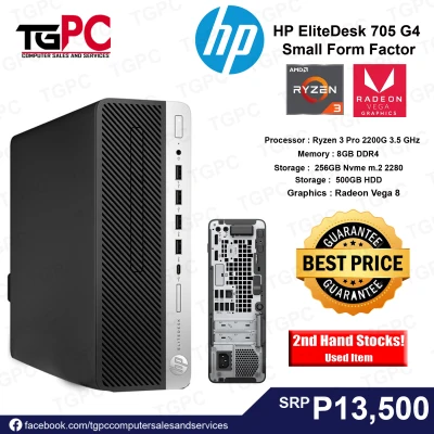 HP EliteDesk 705 G4 | SFF - Ryzen 3 Pro 2200G 3.5 GHz | 8GB | SSD 256 GB + 500gb HDD
