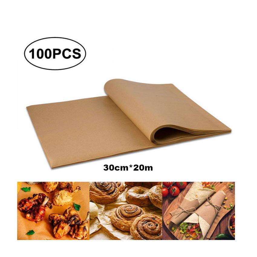 100pcs Parchment Baking Paper Barbecue Double Sided Oil Paper Parchment Rectangle Oven Paper