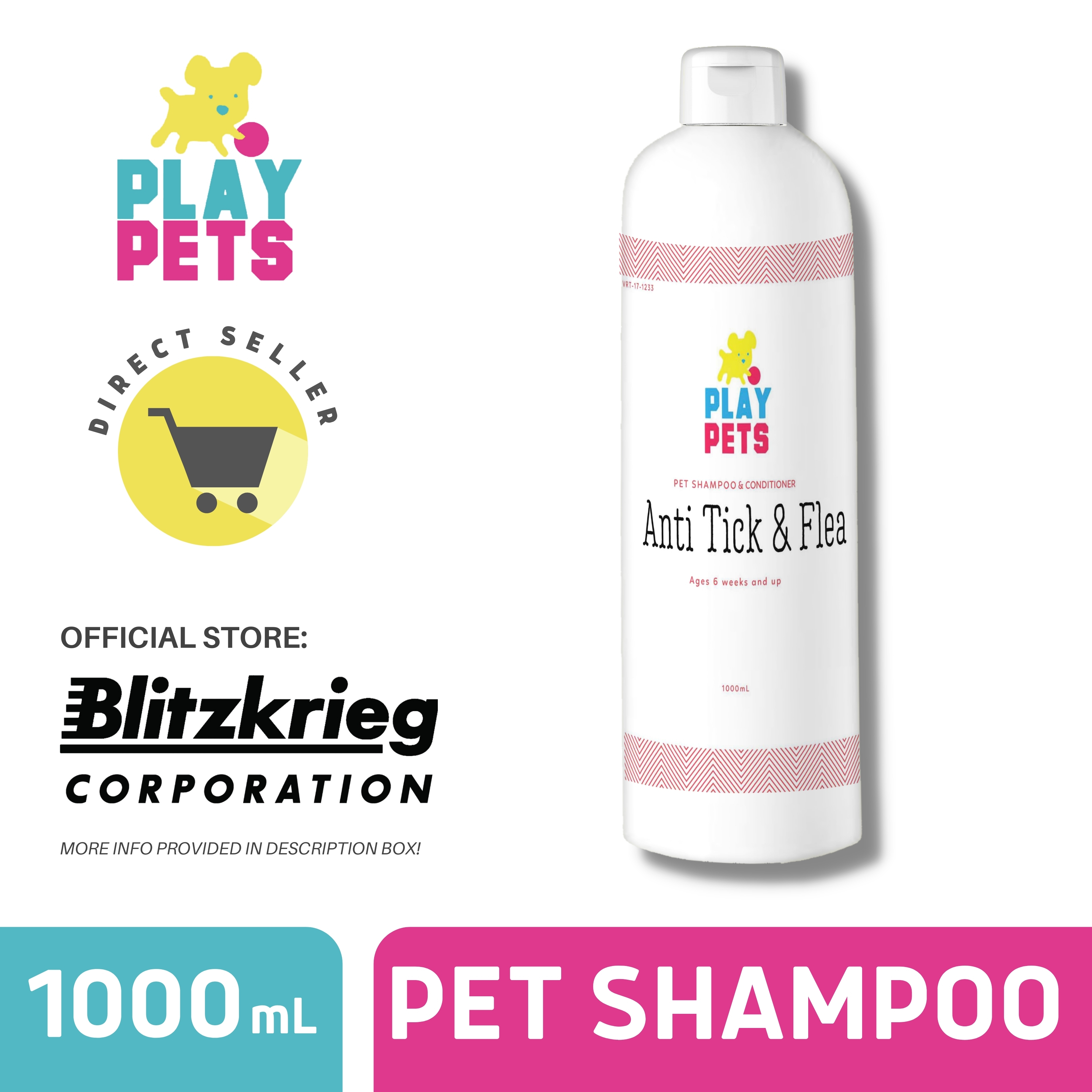 Play Pets Shampoo Anti Tick and Flea 1L Lazada PH