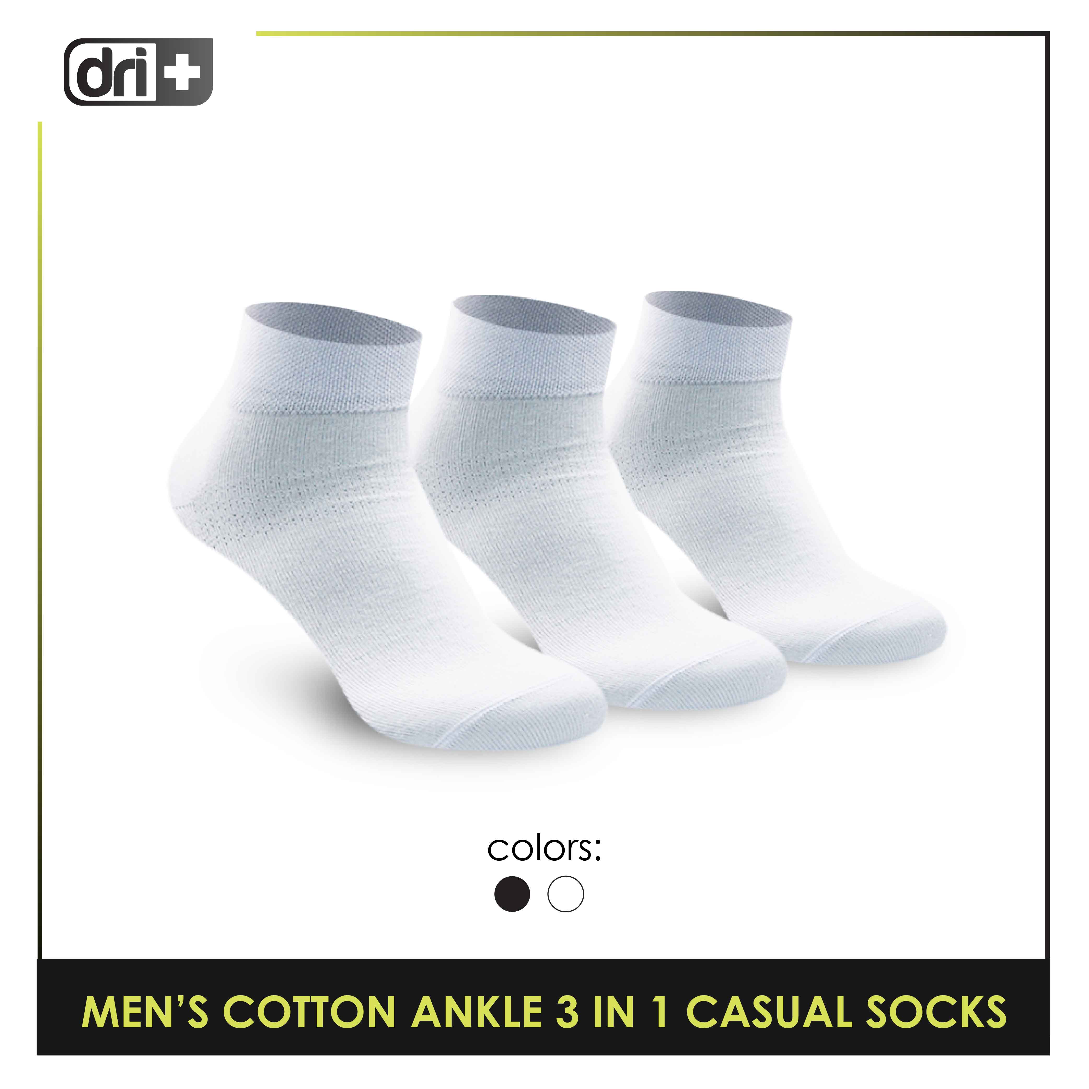 Dri Plus Men's Cotton Lite Casual Ankle Socks 3 pairs in a pack DMCG13 ...