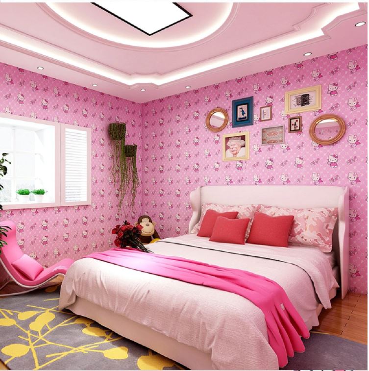 SQ wallpaper 10 meters by 45cm pink cartoon wallpaper design wall decor  sticker for living room and bed room and kids play room 3D Wallpaper  sticker room design bedroom design for wall