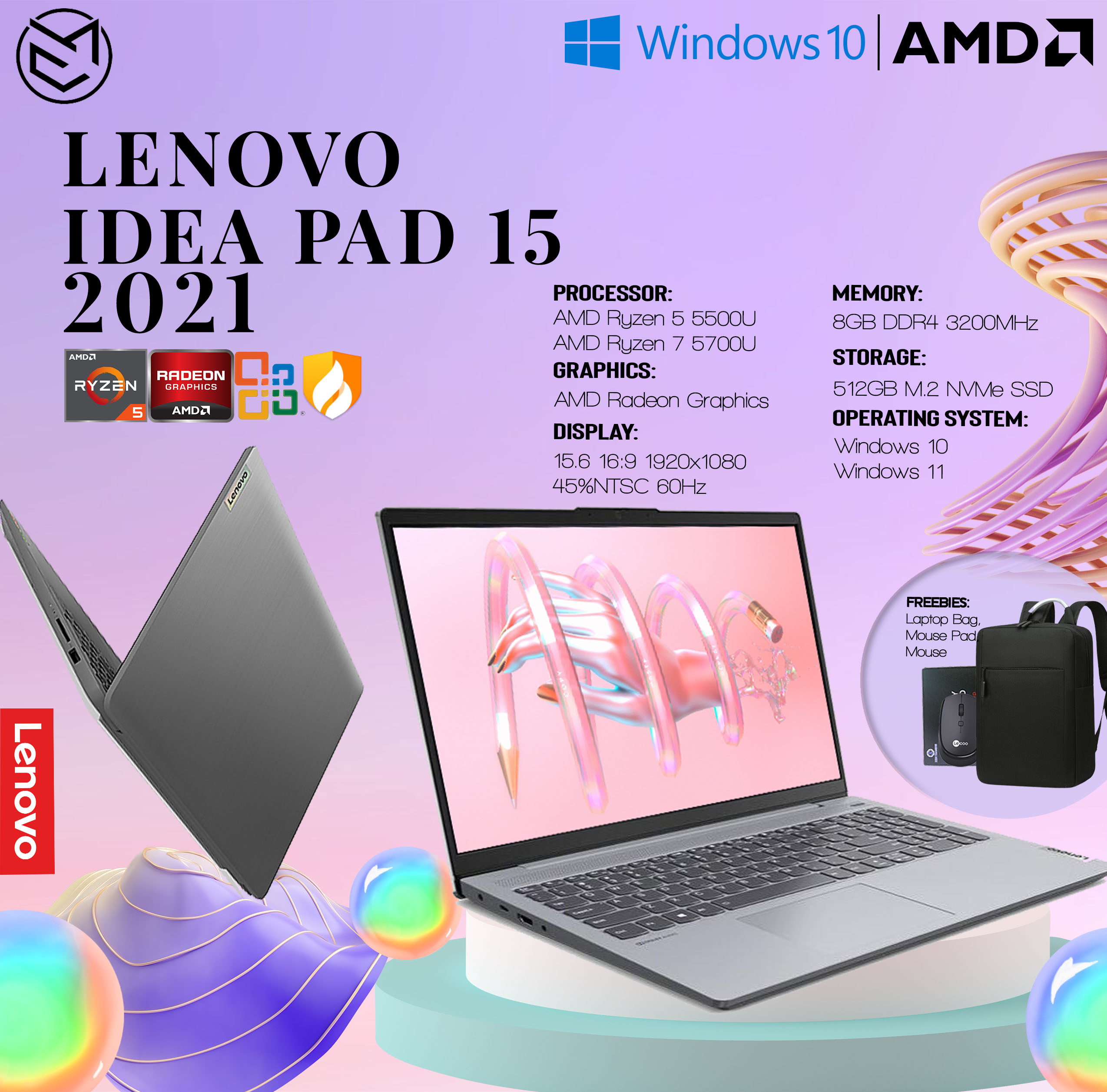 Amd Ryzen 5500u Lenovo IdeaPad 15 Ryzen 5-5500U R7-5700U 8GB 512GB SSD