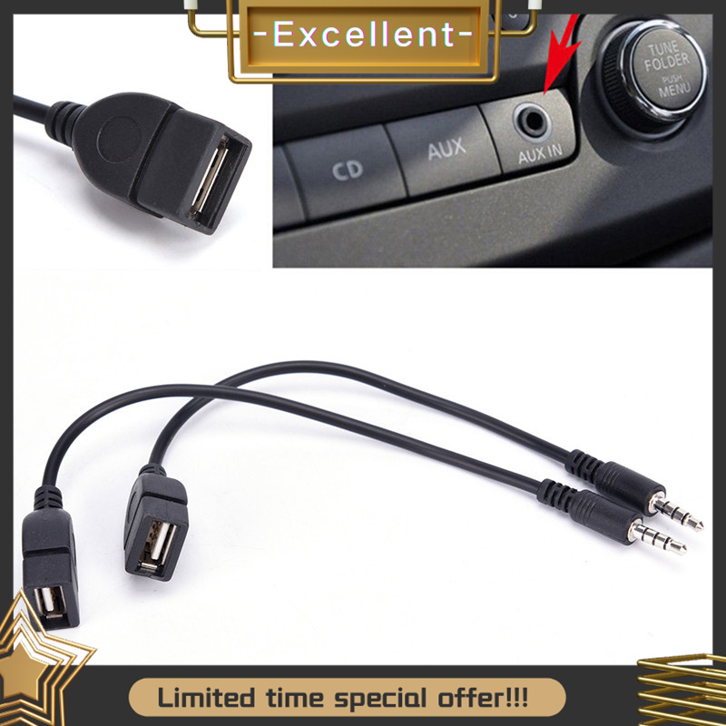 Excellent 3.5mm Male AUX Audio Plug Jack To USB 2.0 Female Converter