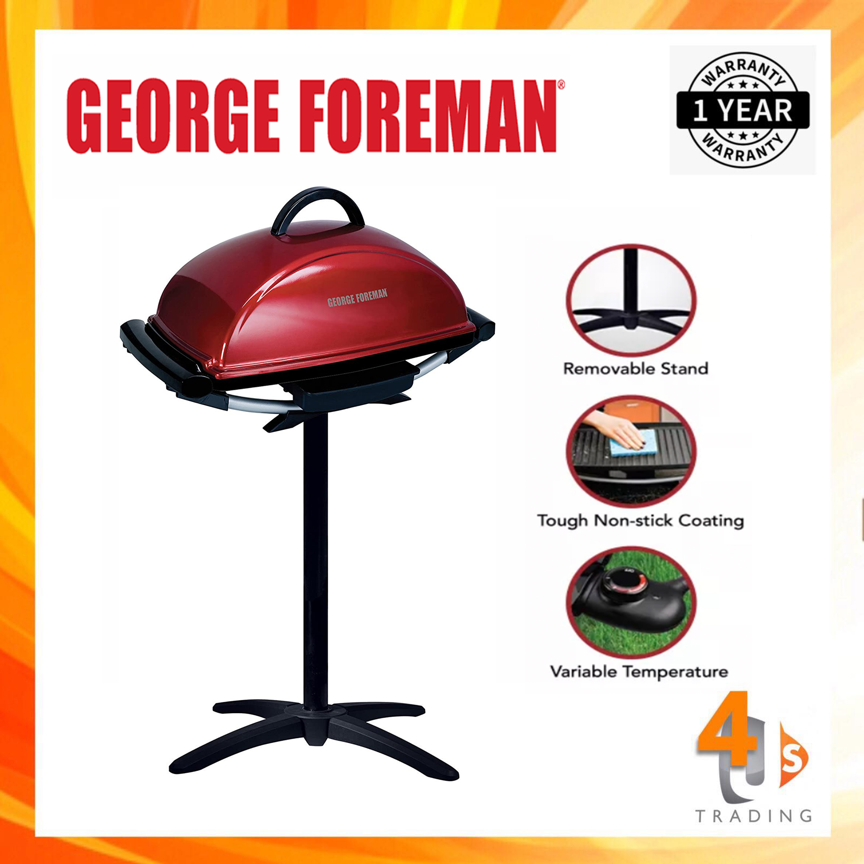 Foreman 12 Serving Indoor and Outdoor Rectangular BBQ Electric