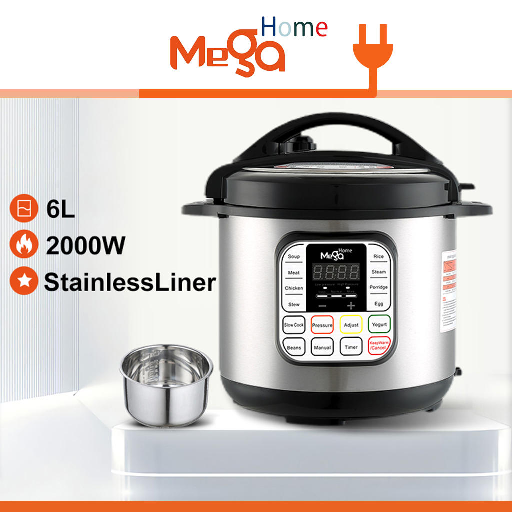 MegaHome 6L Electric Pressure Cooker Rice Cooker Timer Electric Cooker ...