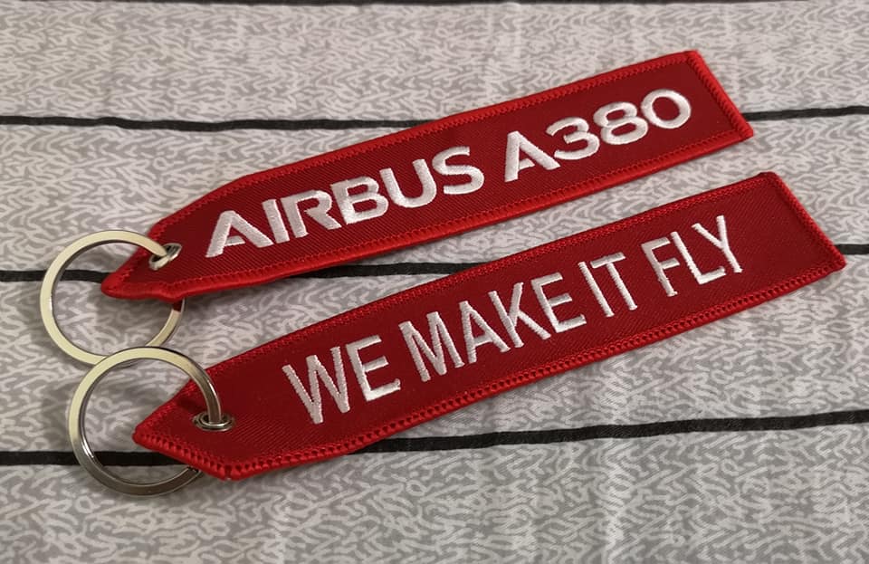 Red Airbus we make it fly key ring