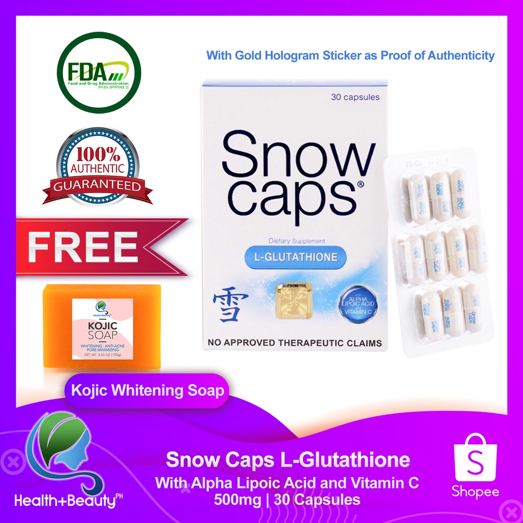 Snow Caps L-Glutathione Skin Whitening 30 Capsules Vitamin C Skin Whitening Supplement - Lazada