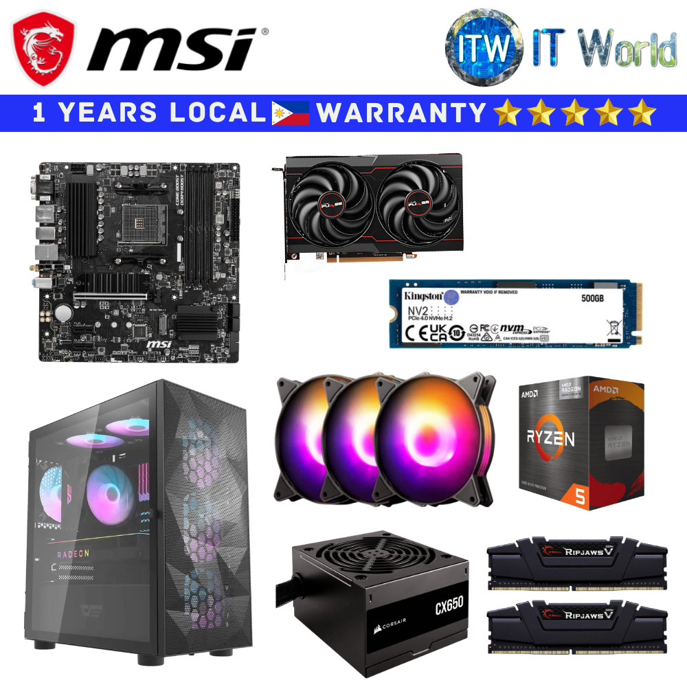 Gaming PC Desktop Computer Set MSI Horizon Build 5 5600G RX6600 ...