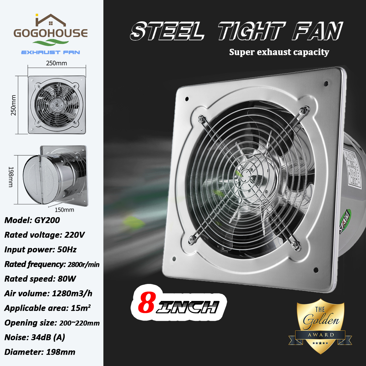 Exhaust fan stainless steel Ventilation for bathroom/kitchen/toilet