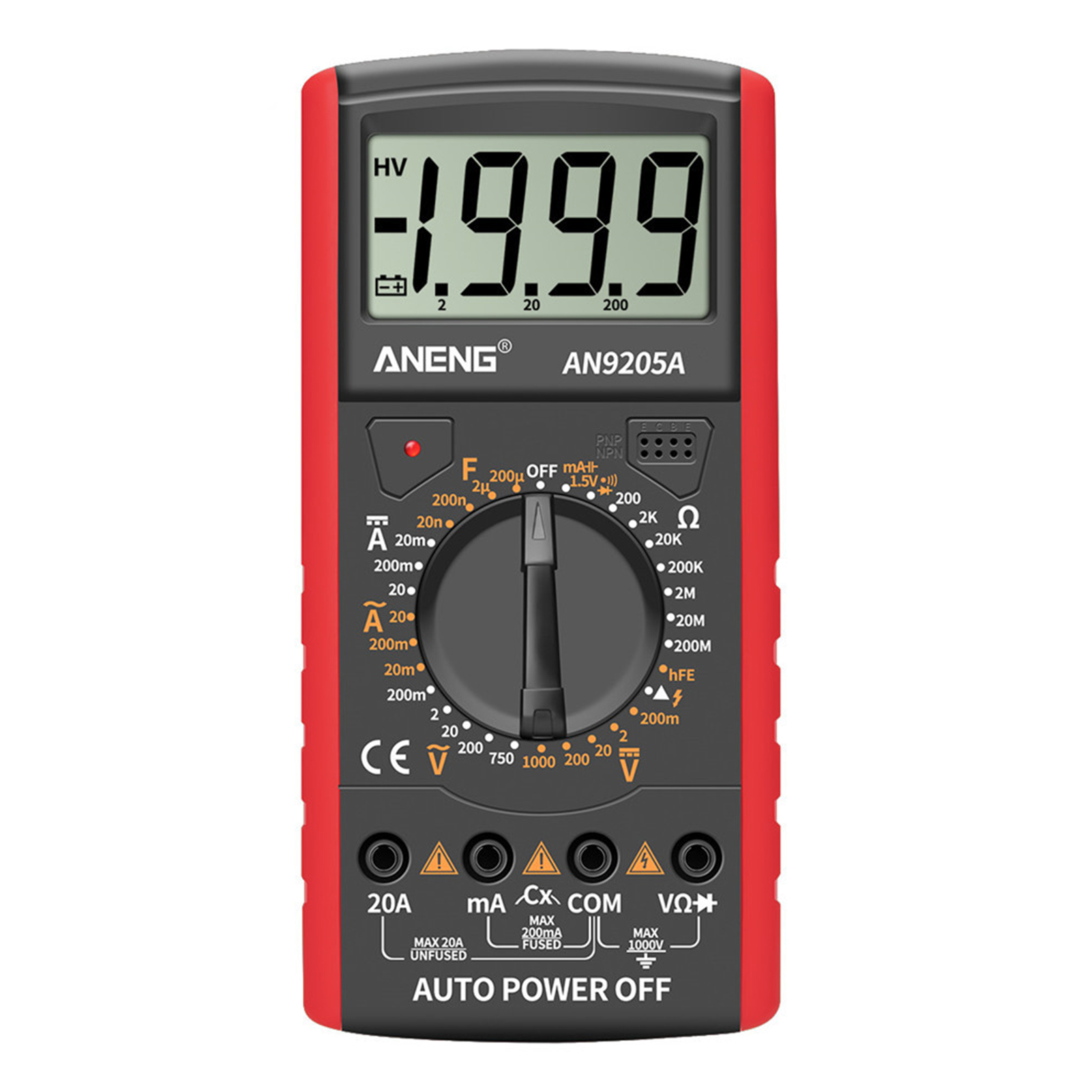 Aneng an9205a digital multimeter 3 1/2 lcd display 1999 count manual range meter ac dc resistance capacitance transistor tester ammeter with backlight ncv test meter