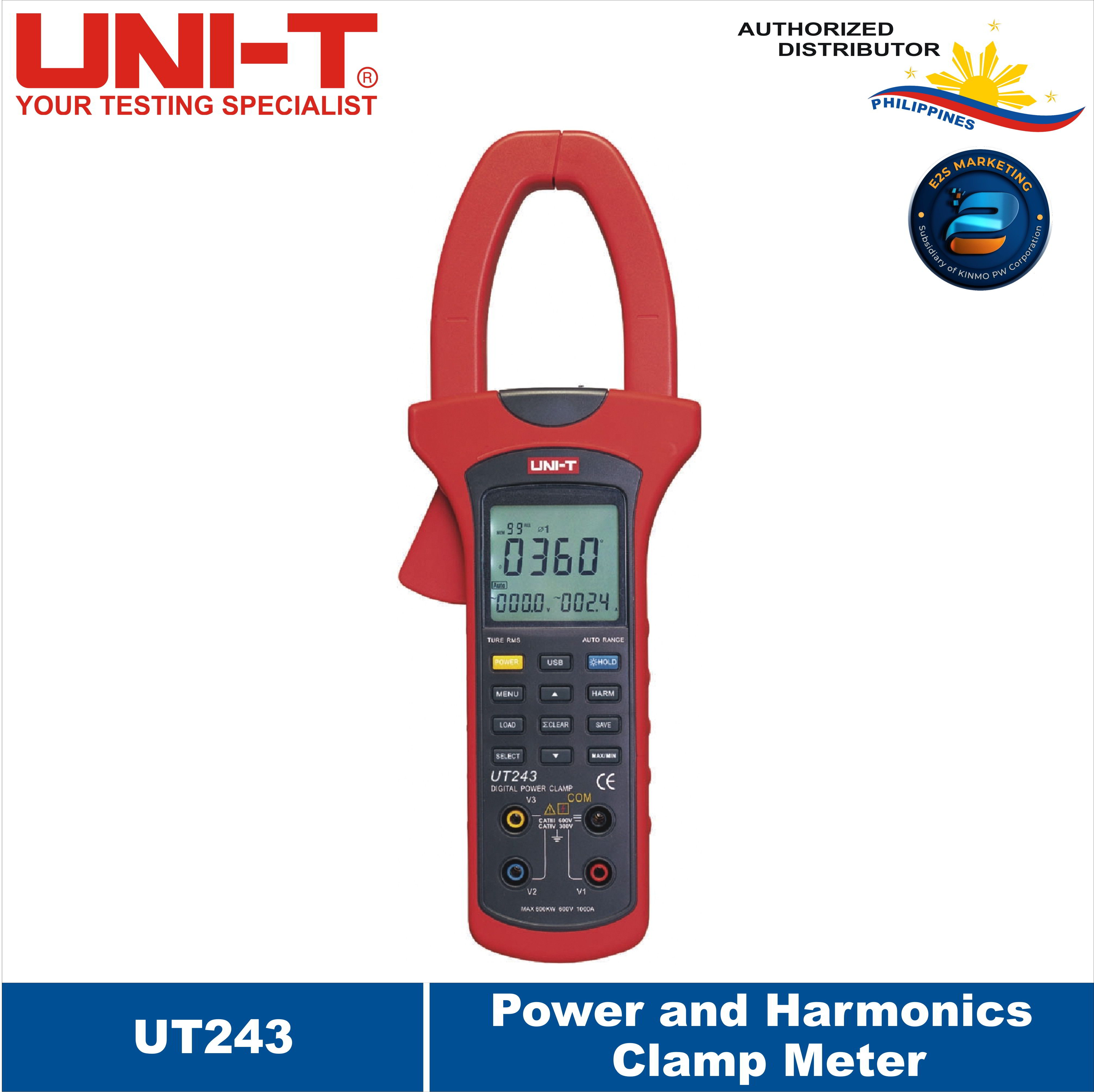 UNIT Power and Harmonics Clamp Meter UT243, Three Phase True RMS