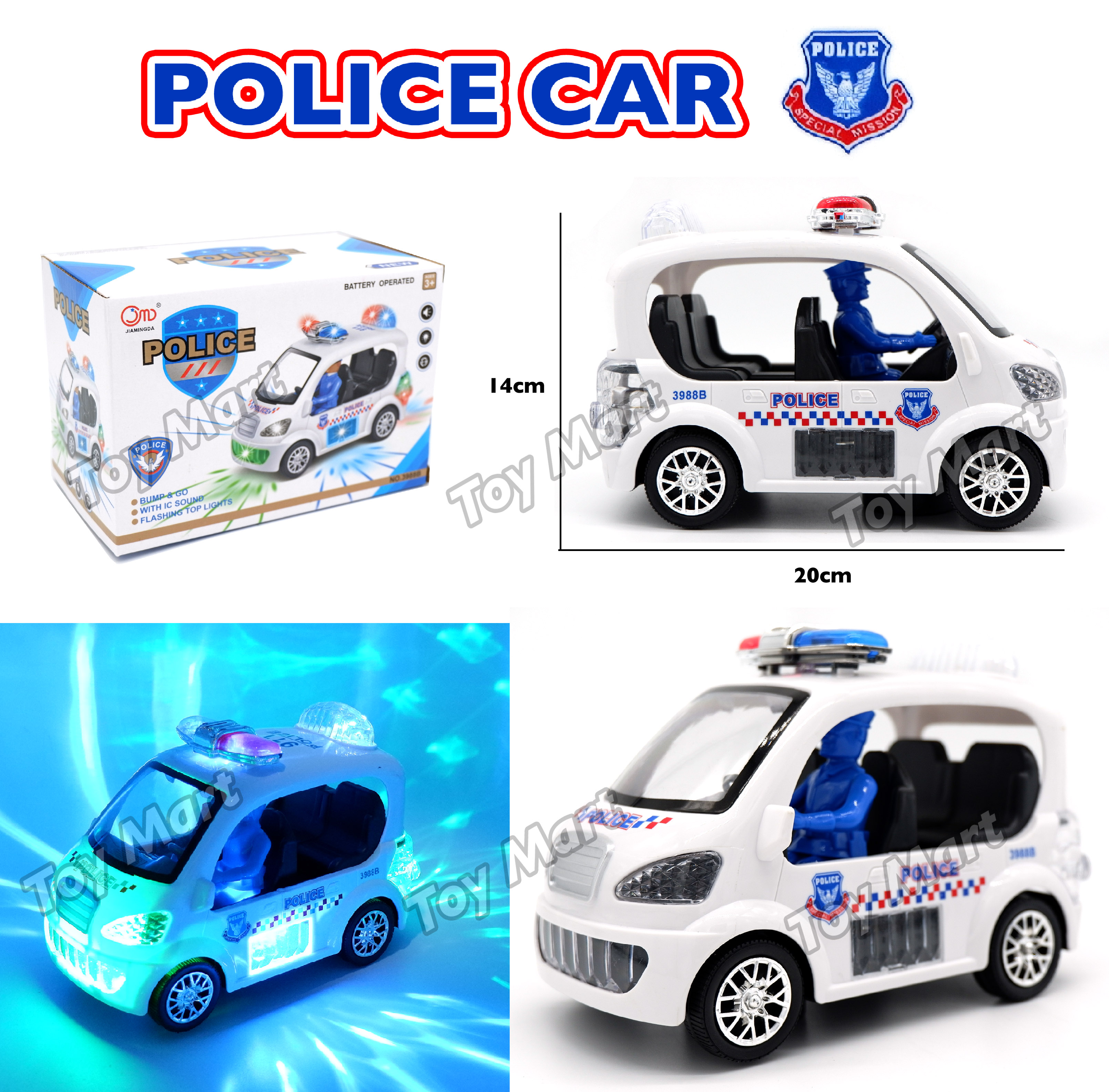 police car toy with flashing lights