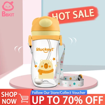 BBKIT 300ml Baby Water Bottle Tritan Leak-proof Straw Children Anti-fall BPA Free Baby Feeding Water Cup with Slide Cover