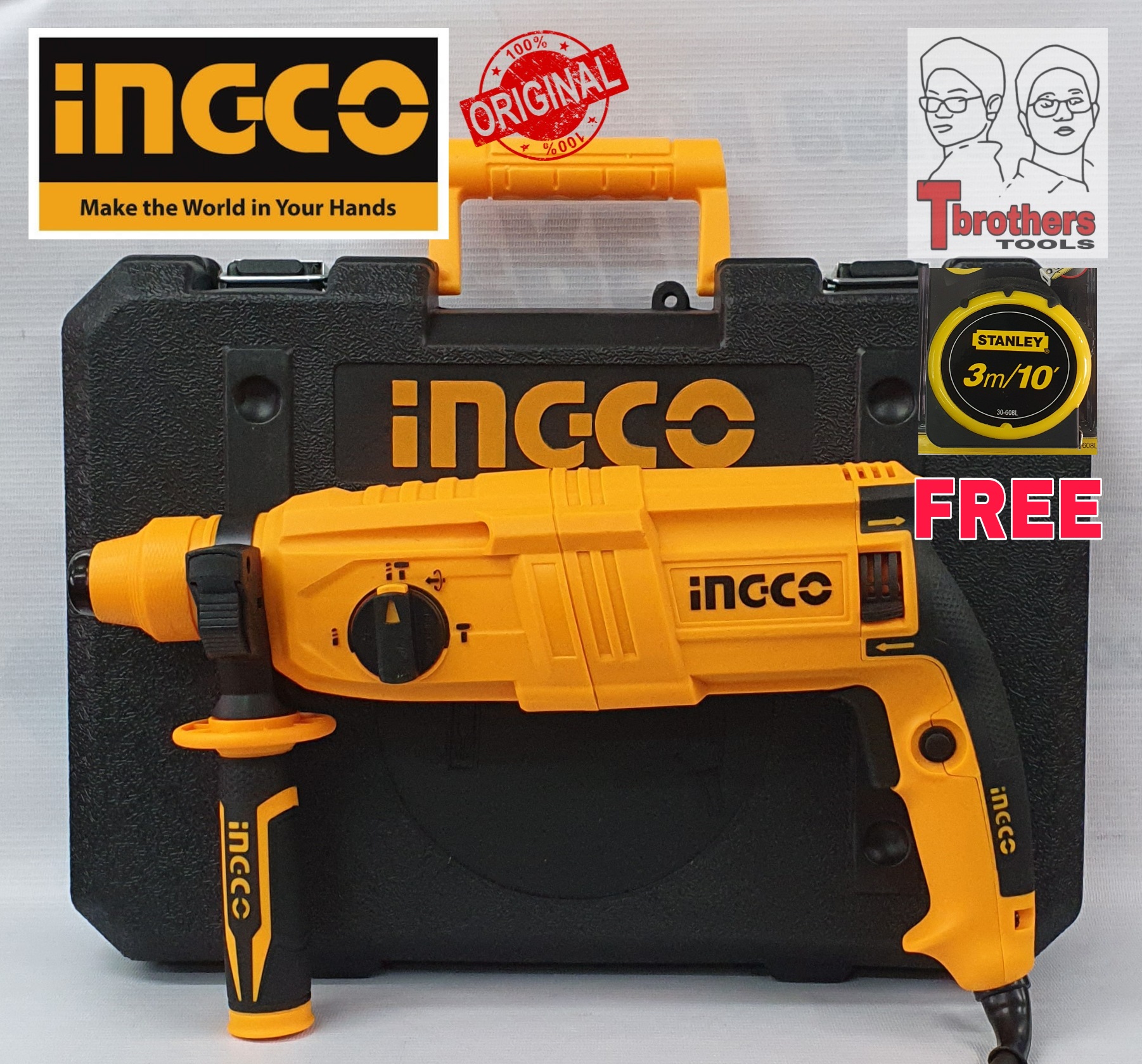 INGCO RGH9028 ROTARY HAMMER DRILL.WITH FREE STANLEY TAPE MEASURE