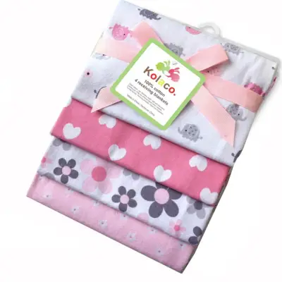 4Pcs/set Flannel Receiving Blankets Cotton Newborn Throws Baby Bedsheets Grasping Carpe 76 x 76cm