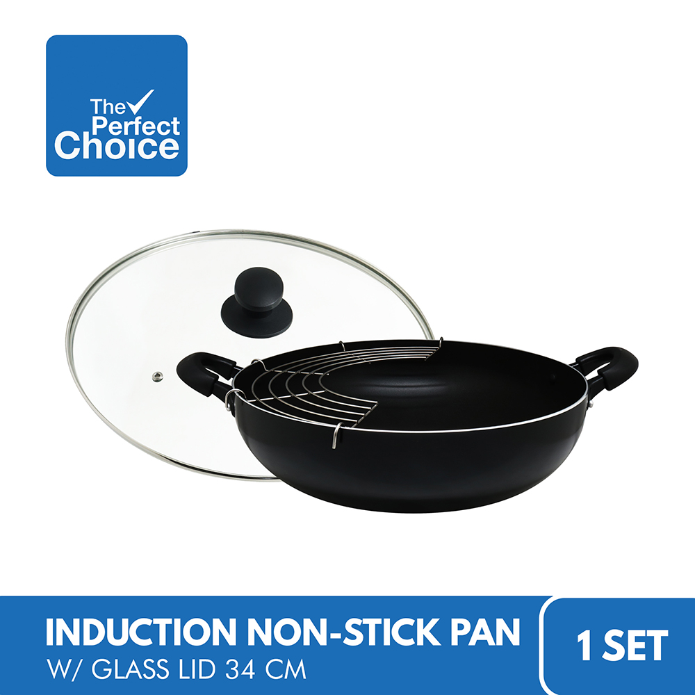 The Perfect Choice Induction Nonstick Wok Pan with Lid 34cm Lazada PH